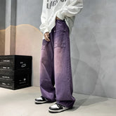 Hearujoy Purple Wide Jeans for Men Ins Fashion Hip Hop Denim Trousers Vintage Casual Pants Streetwear Oversized Bottoms Male Y2K Clothes